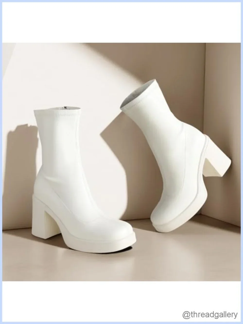 Platform Ankle Boots with Chunky High Heel Side Zipper Gogo Boots Dress Booties